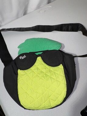 PINK Victoria's Secret Pineapple Crossbody Bag in Black and Lime with Green Top